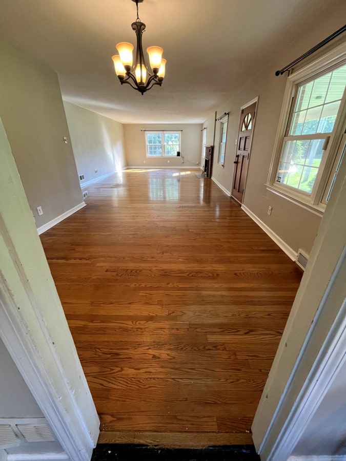 Schlund residence hardwood floor before refinishing