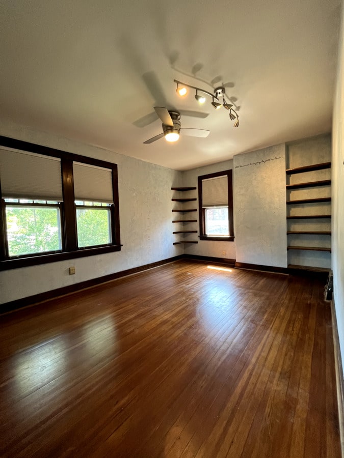 Stahl residence hardwood floor before refinishing
