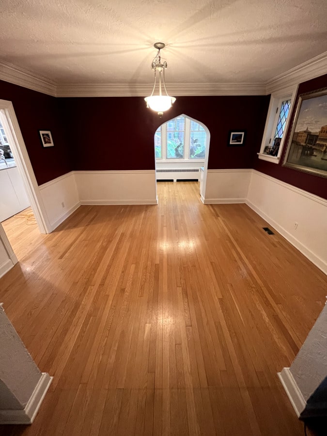 Stelzer residence hardwood floor before refinishing