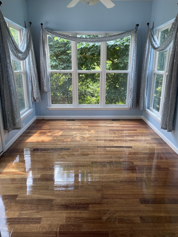 Wright residence hardwood floor after recoating by ReCoat Revolution